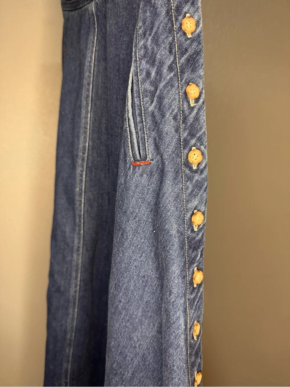 JGHOOk Vintage Dark Blue Denim Maxi Skirt
